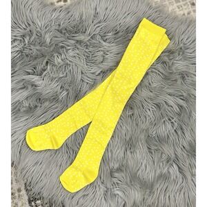 June & January Lemon Yellow Polka‎ Dot Tights Size SM New